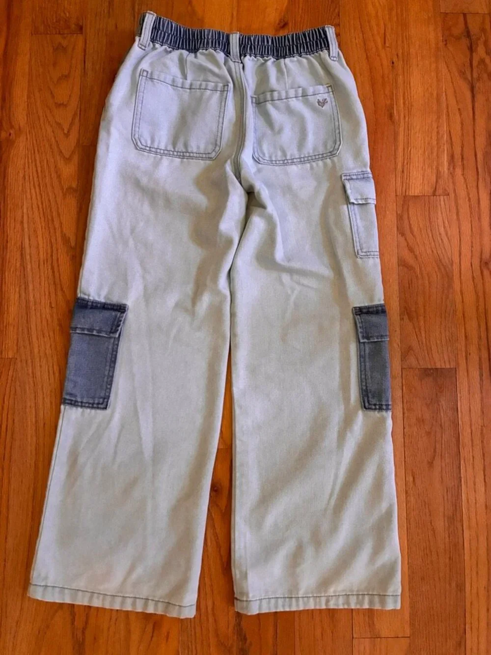 Justice Girls Cargo Jeans Size 14 Wide Leg Two Tone Y2K Denim